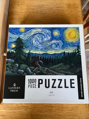Lantern Press - 1,000 Piece Bigfoot Starry Night Jigsaw Puzzle